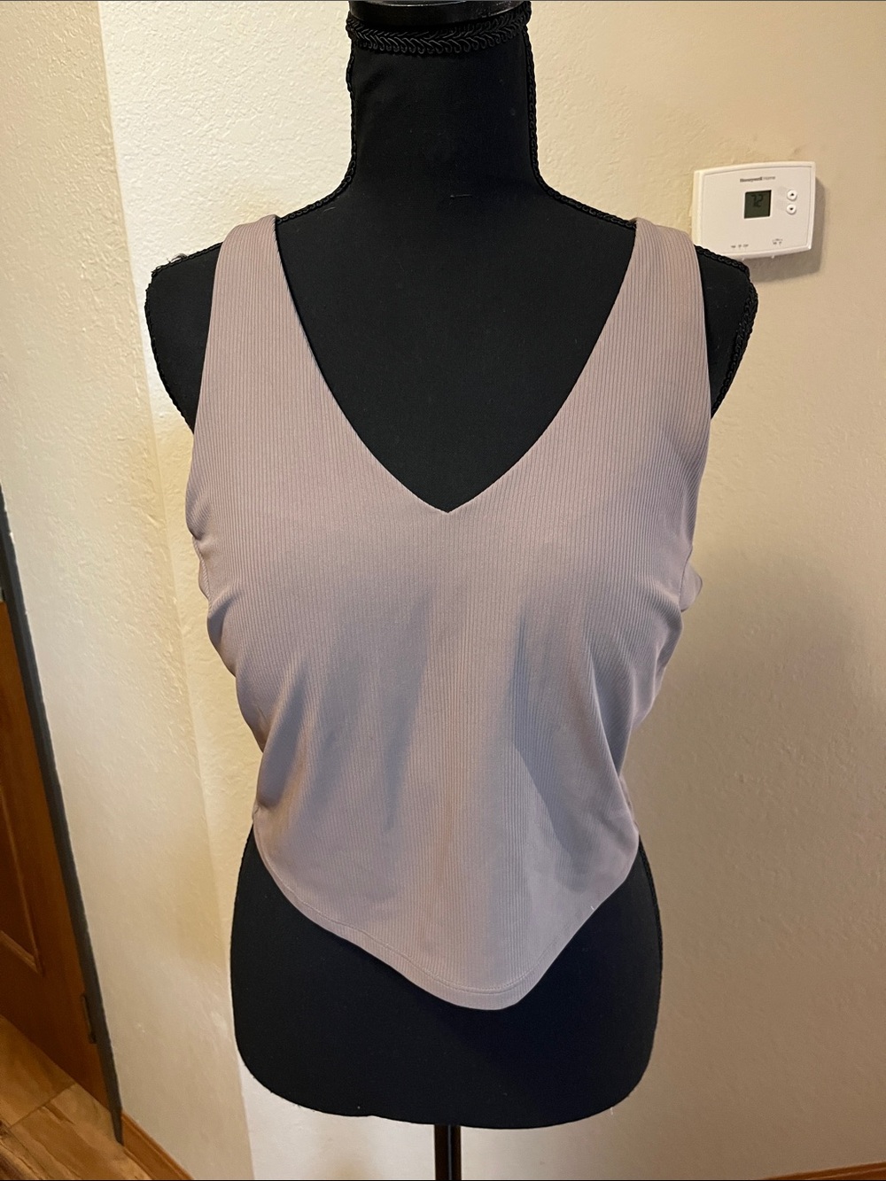 all in motion Ribbed V-Neck Tank Top in Taupe